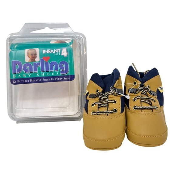 Darling Baby Boy Infant High Top Baby Sneakers Size 4 - Picture 2 of 6